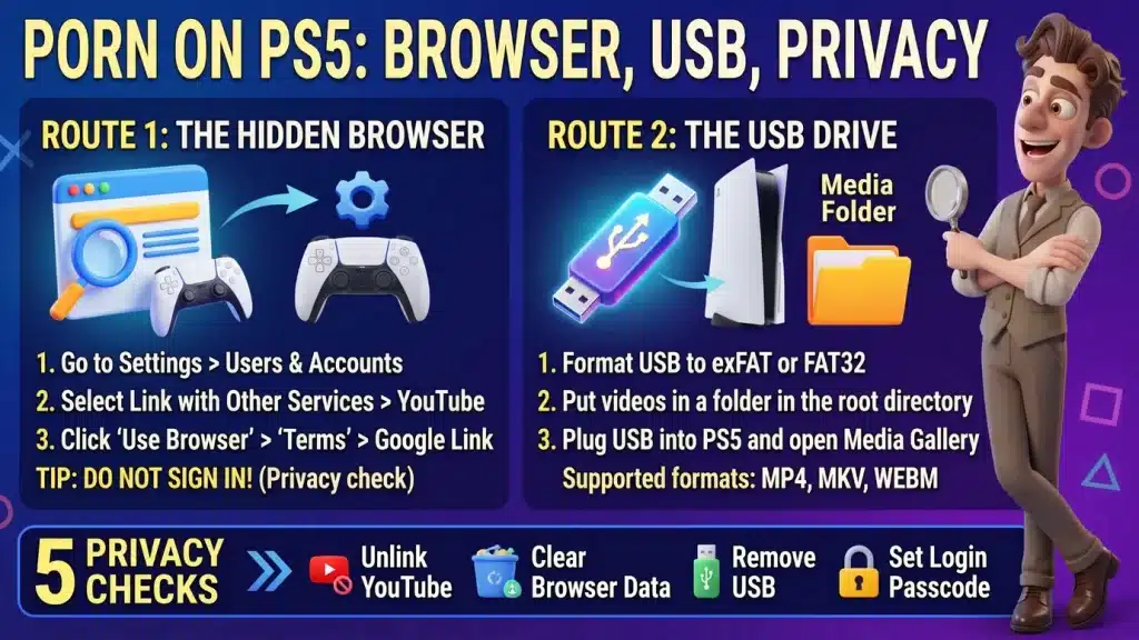 PORN ON PS5: BROWSER, USB, PRIVACY