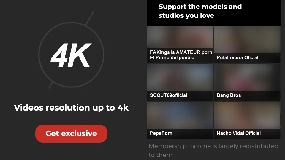 XVideos Red home page section with a 4K badge and the names of the studios and uploaders its membership supports, video thumbnails blurred